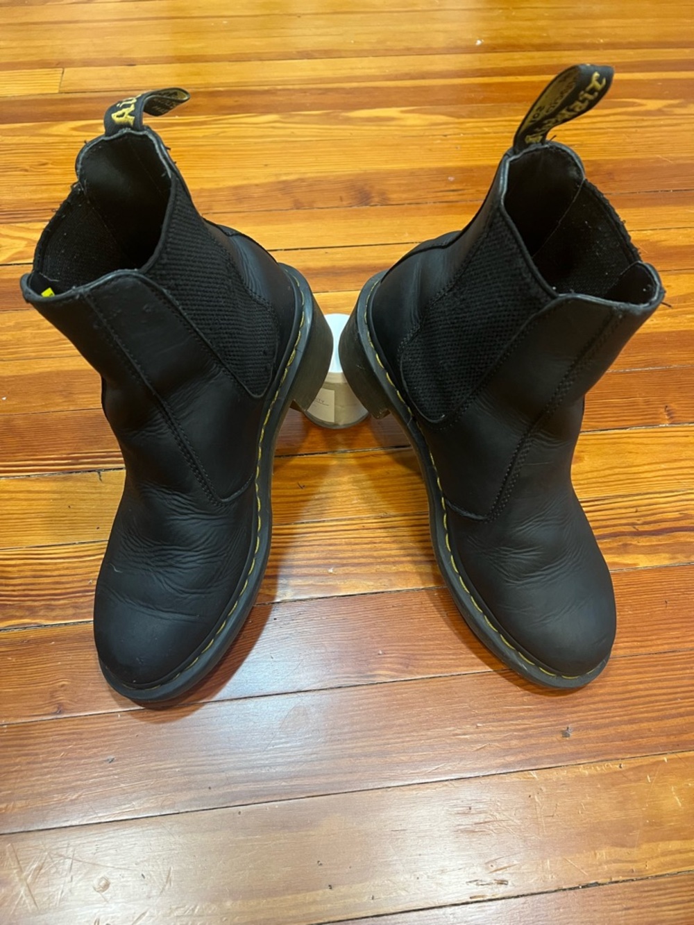 Dr. Martens Black Chelsea Boots with Yellow Stitching